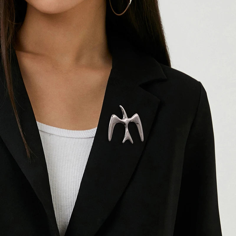 Peace Dove Retro Bird Tassel Earrings Brooch 18K PVD Plated Women Stainless Steel Anti Allergic Rust Proof Stylish Jewelry