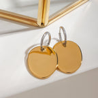 Geometrische Gold-Silber Farbblockierte Glatte Oval-Ohrringe aus Edelstahl für Damen, Statement, rostfrei, stilvoller Schmuck