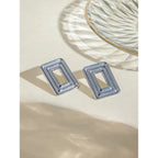 Rektangulært udhulet design Stålfarve Cyclotron Lines Øreringe Metaltekstur Rustfrit stål Stilfulde smykker af høj kvalitet