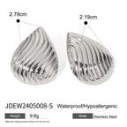 18K vergoldete Edelstahl-Textur Wassertröpfchen Muschel-Ohrringe Poliertes Metall Statement-Textur Modeanhänger Schmuck