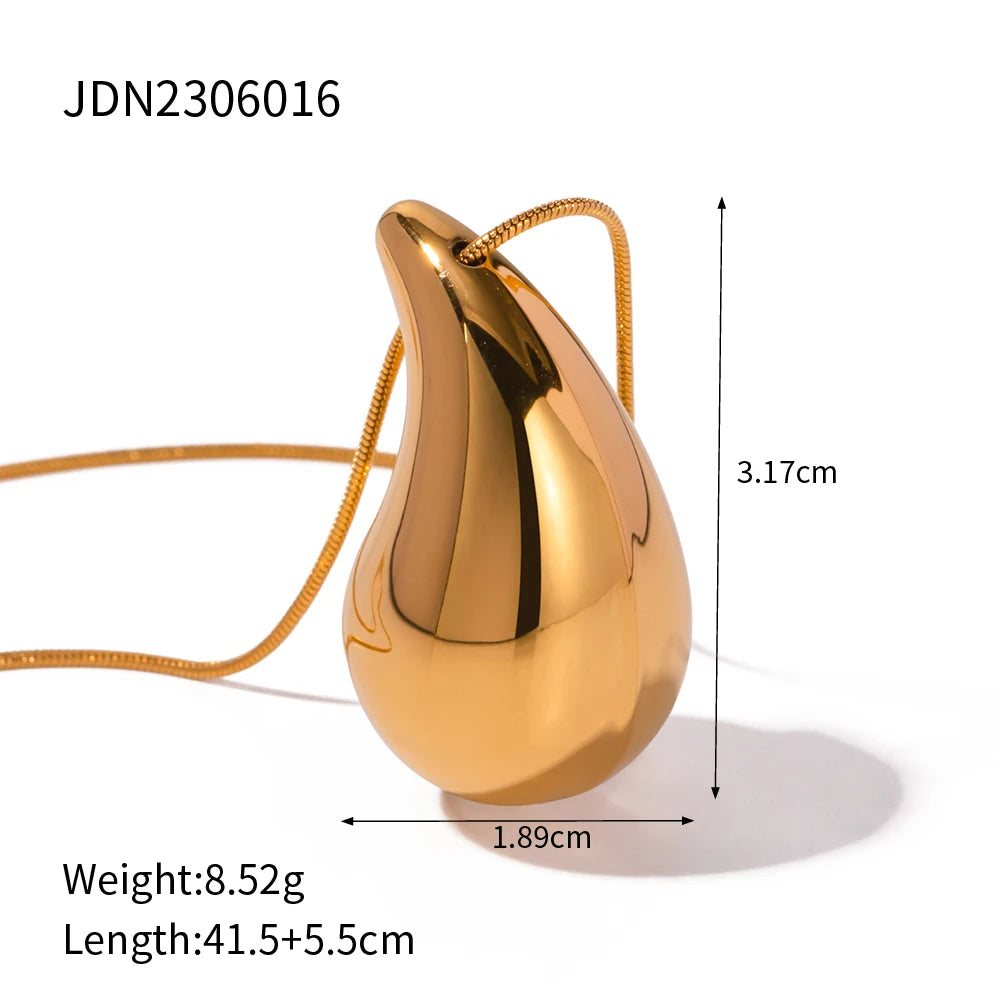 Vanddråbe i rustfrit stål Håndemaljerede, hule øreringe i mode, personlig guldfarve tekstur, vandtætte smykker