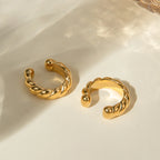 18k forgyldt rustfrit stål Delikat Glat Tykt Sejlgarnformet Runde Øreclips Kvinder Charmerende Vandtæt Statement Smykker