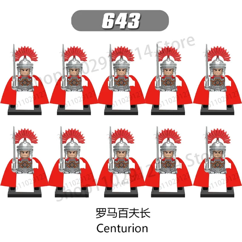 10Pcs/Set Historical Medieval Sparta Heroes Crusader Roman Soldiers Building Blocks Military Action Figures Bricks Toys For Kids