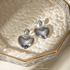 Brincos Minimalistas de Coração de Amor Suave em Aço Inoxidável Confortável e Leve com Revestimento PVD 18K Cor de Aço Joias Premium da Moda para Mulheres Bijoux