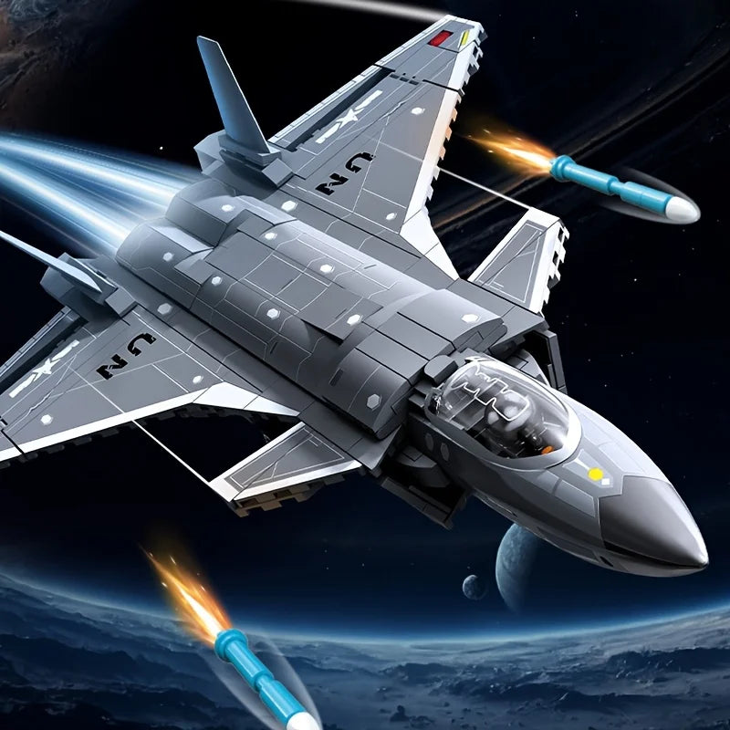 625pcs Military Fighter Jets Building Blocks, Boy's Toys, Creative Armed Aircraft Plane Assemblage Model Bricks