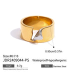 Color Matching 18k Gold Plated Stainless Steel Gold Silver Tearing Notch Ring Women Personalized Rust Proof Stylish Jewelry