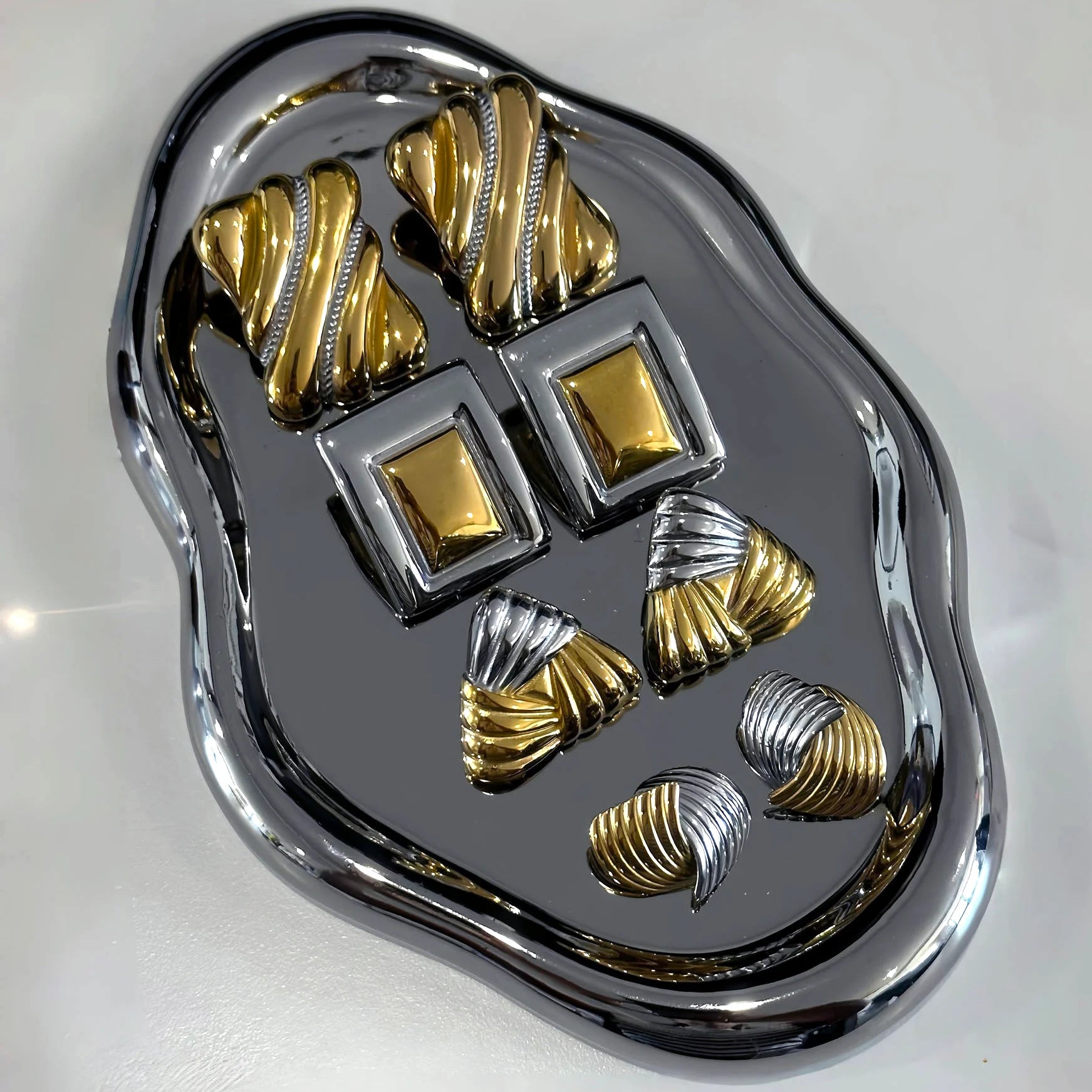 Rustfrit stål 18k forgyldt Vintage Geometrisk Farve Matchende Øreringe Sæt Kvinder Temperament Mode Charm Smykker Fest