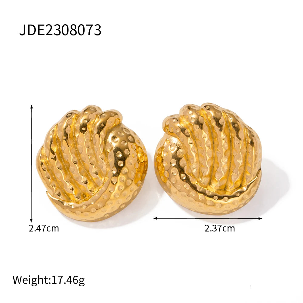 18K PVD forgyldt rustfrit stål Gevind kombinationsserie øreringe Metallic Series Charm Plettet Gratis Trendy smykker Bijoux