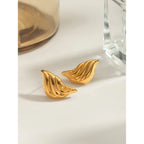 18K PVD Plated Vintage Striped Flow Liquid Drop Earrings Stainless Steel Women Prevent Allergy Metal Stylish Jewelry