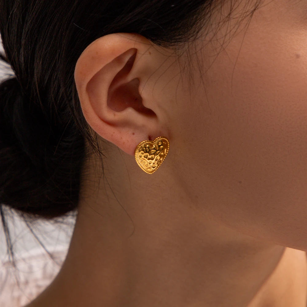 Hjertehammer korn øreringe 18K guldbelagte trendy anløbssikker kærlighedsform Dangle Geometriske øreringe til kvinders mode