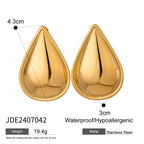 18K vergoldeter Edelstahl modische Wassertropfenförmige konvexe schlichte Ohrringe für Frauen romantische Charms Metall täglicher Schmuck