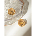 18K PVD-belagt rustfrit stål Simple Shell Sticky Starfish Stud øreringe Vandtætte højkvalitets attraktive kvinders smykker