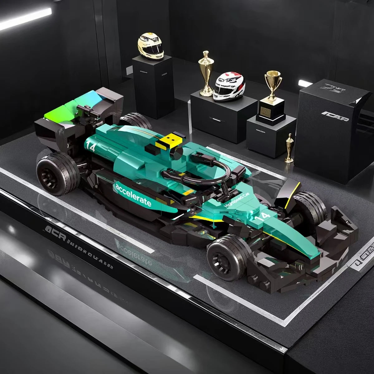 Exquisite Simulation Building Block Series Mini AMR24 Race Car Model Kits MOC Creative Children's Birthday Gifts Toys Vehicle