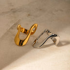 Bague géométrique simple irrégulière en acier inoxydable plaqué or 18 carats étanche, bijou distinctif élégant anti-allergique