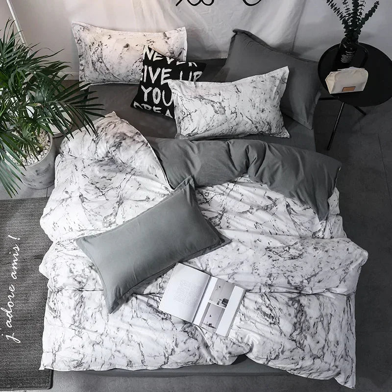 3pcs Couple Black Duvet Cover with Pillowcase Comforter Bedding Set – Queen, King, Single, Full Size Bedding Products Ropa de Cama