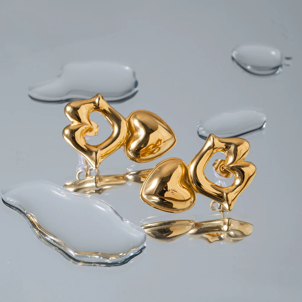 Designer stil rustfrit stål 18K PVD belagt Læbe Kærlighed Hjerte Ørering Buttet Bright Glat Rustfast Charm Øre Smykker Gala Gave