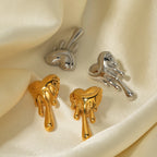 Rustfrit stål uregelmæssigt geometrisk kærlighedshjerte flydende smeltende øreringe 18K guld PVD belagt Glat kvinder Trendy mode smykker