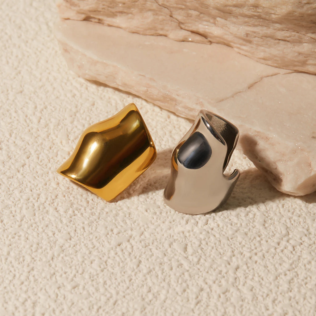 18k Goud Vergulde Roestvrijstalen Minimalistische Onregelmatige Gladde Oorclip Voorkomt Allergie Temperament Mode Charme Sieraden