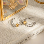 Zora 18k vergulde roestvrijstalen dubbele ring gouden kraal trendy oorclip