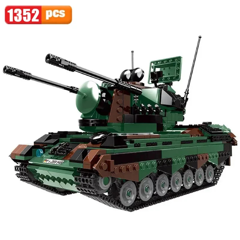 Military ww2 Cannon Assault Armored Vehicle Battle Tank Car Truck Army Weapon Building Blocks Sets Model Boys Toys for Kids Gift