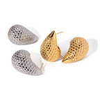Rustfrit stål minimalistisk 18 karat guld mode tekstureret vanddråbe øreringe Rustfri kvinder Trendy charme Stilfuld gallagave