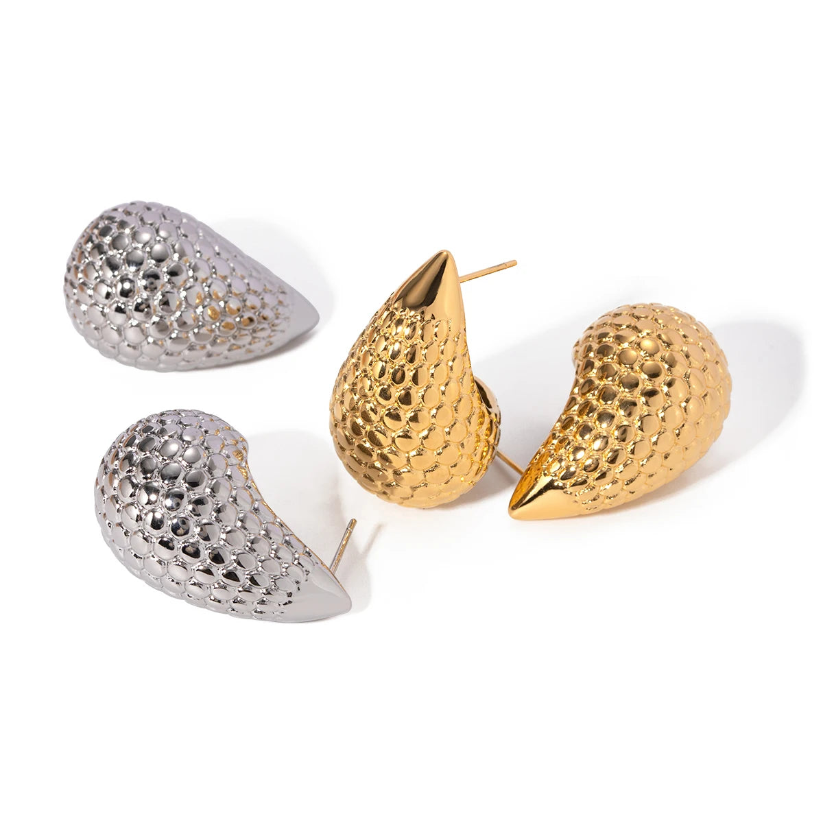 Rustfrit stål minimalistisk 18 karat guld mode tekstureret vanddråbe øreringe Rustfri kvinder Trendy charme Stilfuld gallagave
