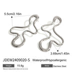 18K Gold Plated Statement Irregular Line Hollow Earrings Women Stainless Steel Minimalist Metal Rust Proof Stylish Jewelry