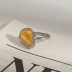 Anello da donna in acciaio inossidabile placcato oro 18k semplice elegante abbinamento di colori irregolare a forma di cuore amore tendenza fascino gioielli chic