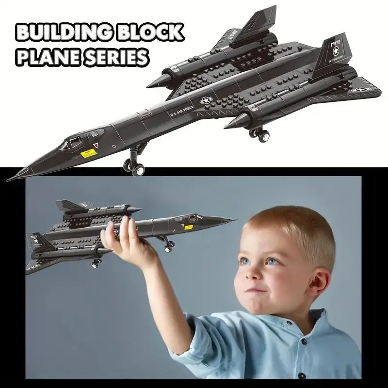 Military SR-71 Blackbird reconnaissance aircraft space building blocks  small particle puzzle assembly toy