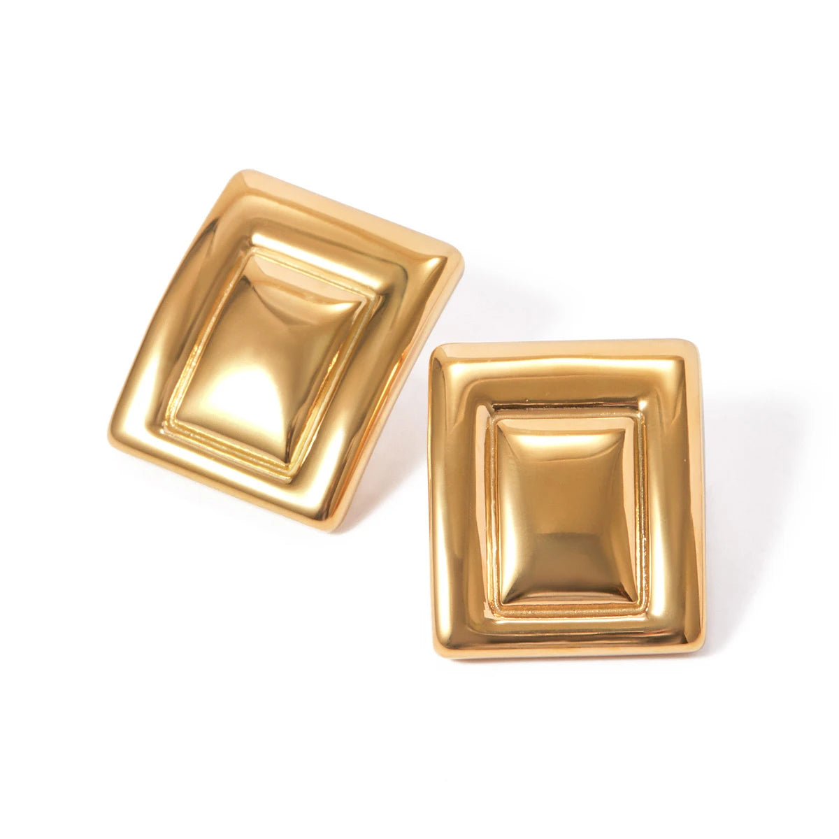 18K Goud Vergulde Minimalistische Statement Roestvrijstalen Rechthoekige Bijpassende Kleur Oorbellen Creatieve Exclusieve Gepersonaliseerde Sieraden