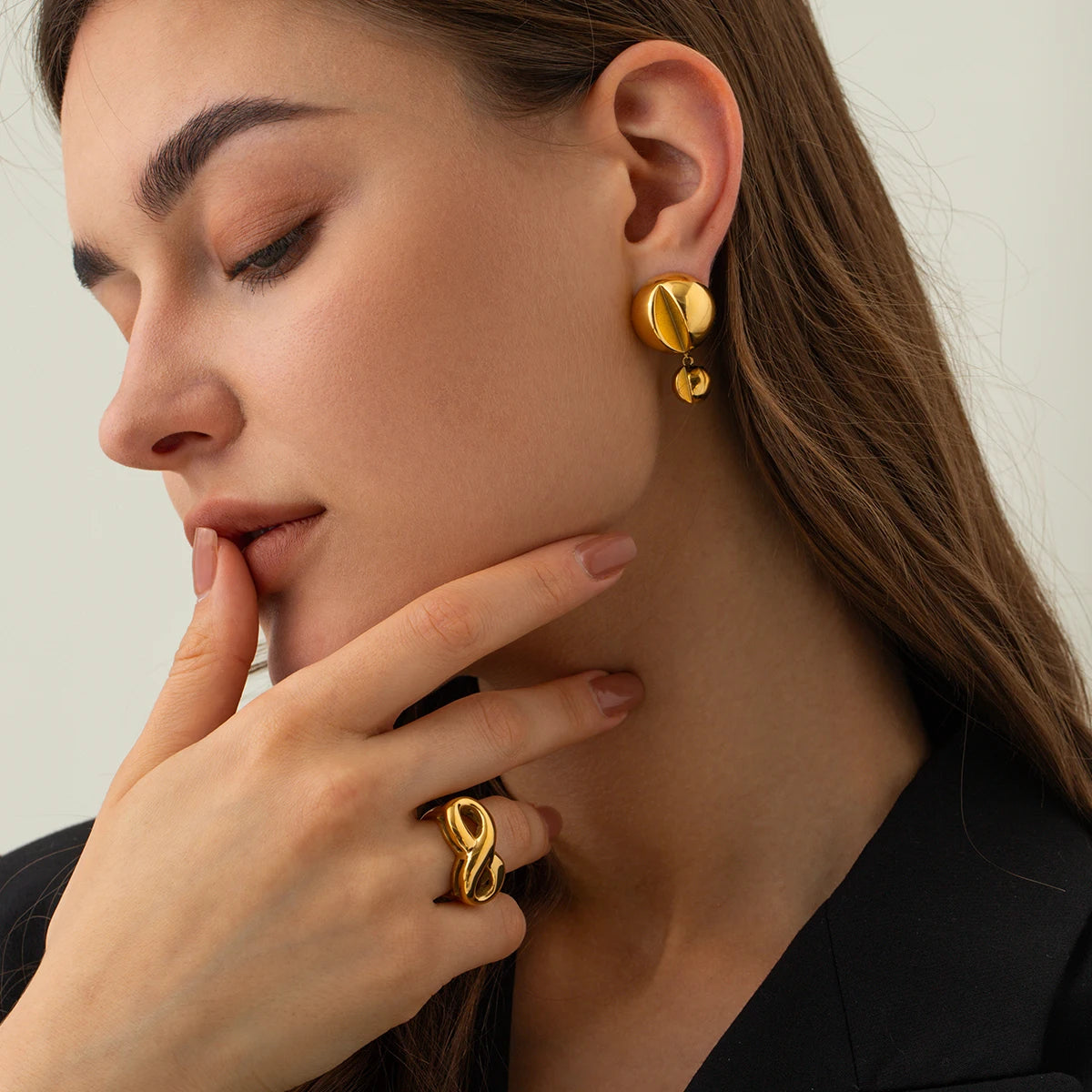 Anillo de símbolo infinito de diseño geométrico exquisito de acero inoxidable 18K impermeable para mujer de alta calidad бижутерия regalo para fiesta