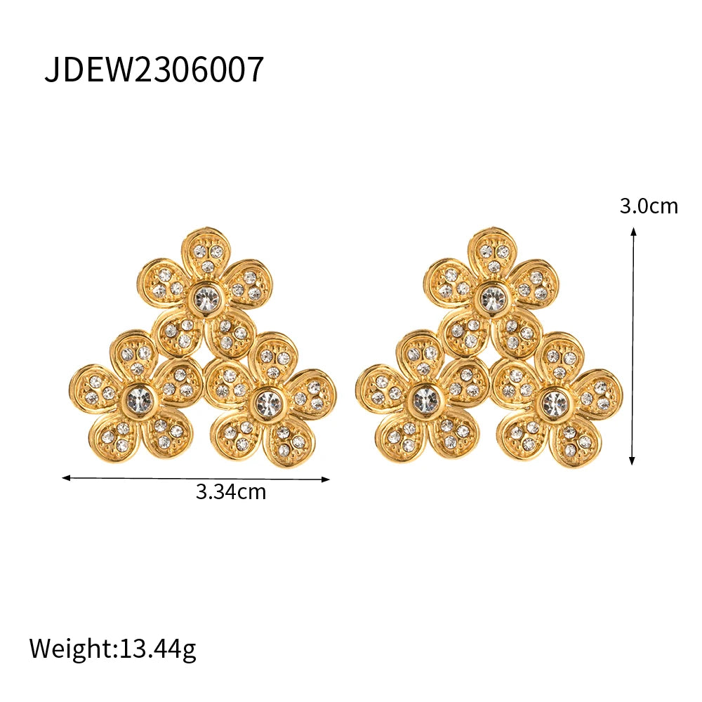 2023 Vintage Tarnishproof Lady Earring 18K Gold Plated Stainless Steel Large Floral Pattern Design Delicate Vintage Jewelry Gift - Grand Goldman