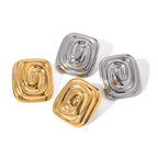 Minimalistische 18K Edelstahl geometrische Metall rostfreie quadratische Conch-Spiralform Ohrringe kostenloser Temperament-Charme Schmuck