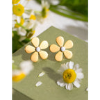 Rustfrit stål lys luksus 18K PVD belagt hvid olie dryppende fem-bladede blomst Small Daisy øreringe Kvinder Statement smykker