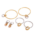 18K PVD Plated Metal Texture Circle Silver with Gold Large Steel Hoop Earrings Stainless Steel Women Prevent Allergy Jewelry