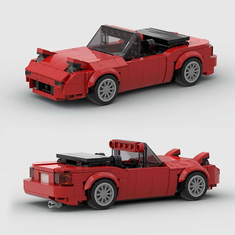 Mini Cabrio MOC Open Car Vehicle City  Racer Runabout Building Blocks Brick Cabriolet Supercar Kids Toys Gift Boys