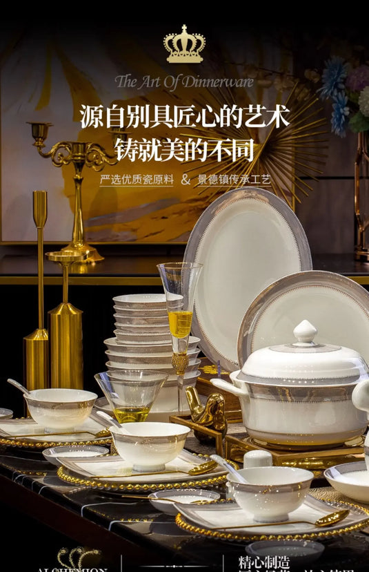 Kitchen Luxury Table Dinner Plates Set Ceramic Cooking Dessert Plate Sets Dinnerware Salad Dishes Platos De Cena Breakfast Set