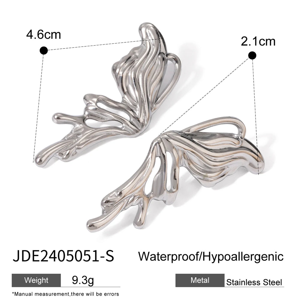 18K PVD-belagt rustfrit stål Minimalistisk Y2K-stil Sød og cool gotisk stereo sommerfugleøreringe Stilfulde, rustsikre smykker