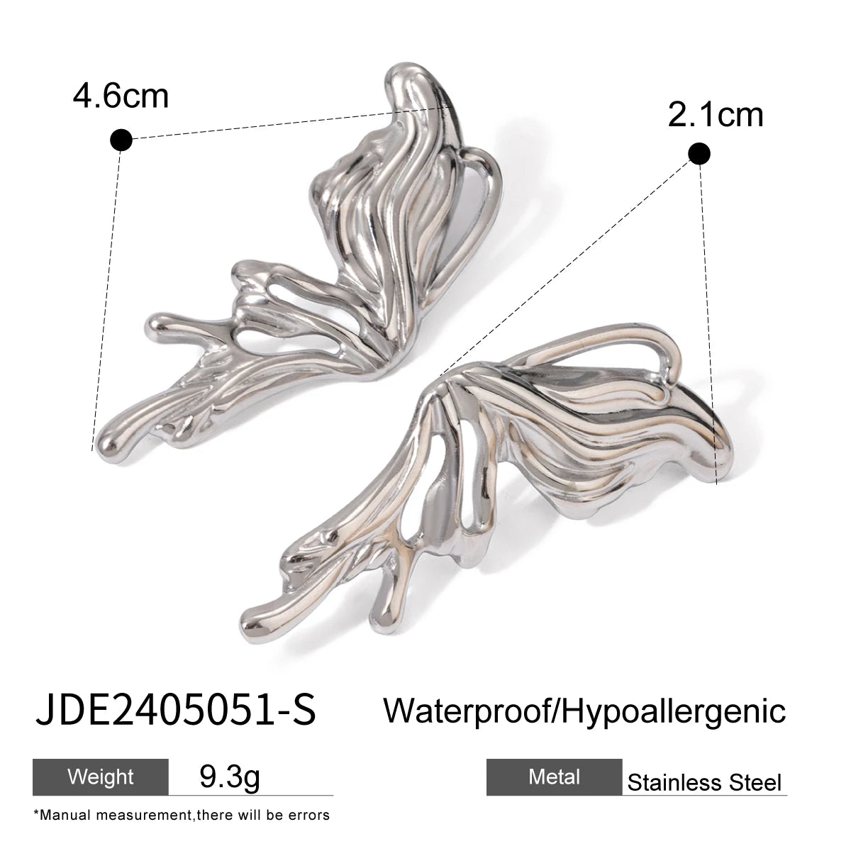 18K PVD-belagt rustfrit stål Minimalistisk Y2K-stil Sød og cool gotisk stereo sommerfugleøreringe Stilfulde, rustsikre smykker
