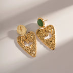 Brincos Pingente Coração de Amor de Lava Minimalista em Aço Inoxidável Banhado a Ouro 18k à Prova d'Água Feminino Chic Gala Estiloso Joias