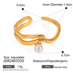 18K vergoldeter Edelstahl Muschelkorn Wellen Glatter Offener Ring Damen Charm Täglich Exquisite Anti-Allergische Schmuck Bijoux