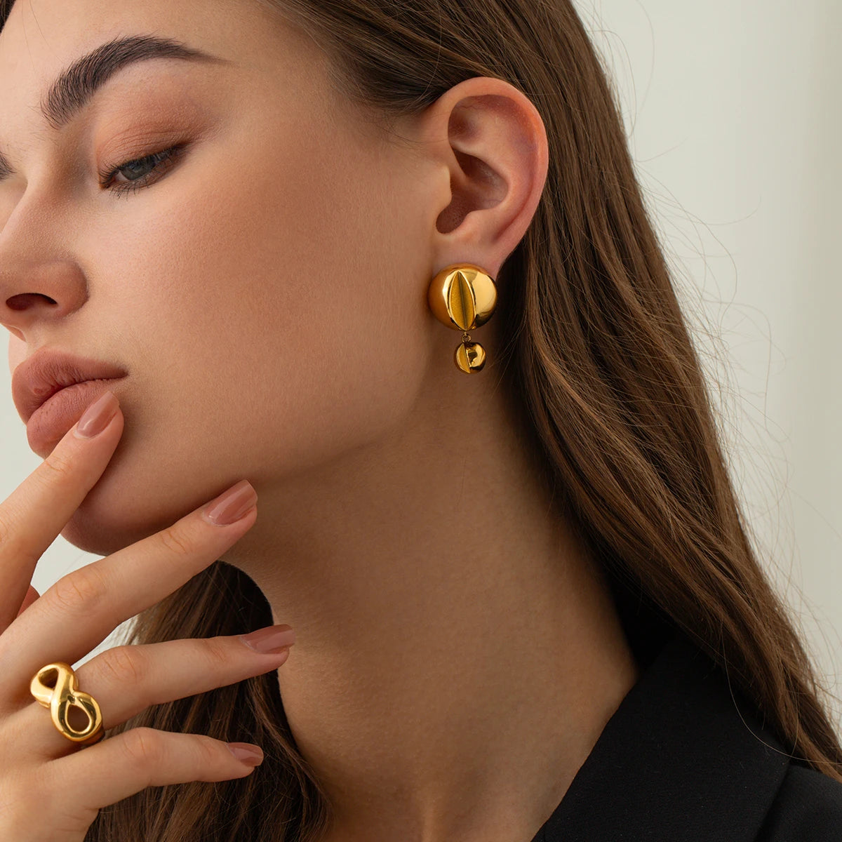 Anillo de símbolo infinito de diseño geométrico exquisito de acero inoxidable 18K impermeable para mujer de alta calidad бижутерия regalo para fiesta