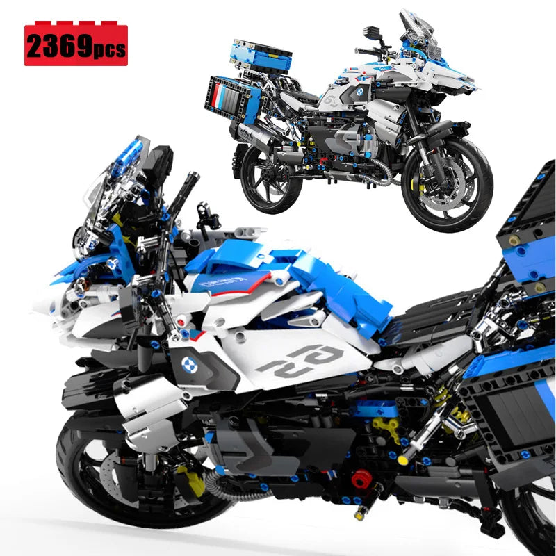 New 1:5 Motorcycle R1250 GS Building Blocks Model MOC City Sports Car Technical Bricks Assembling DIY Toys for Boys Gift Set