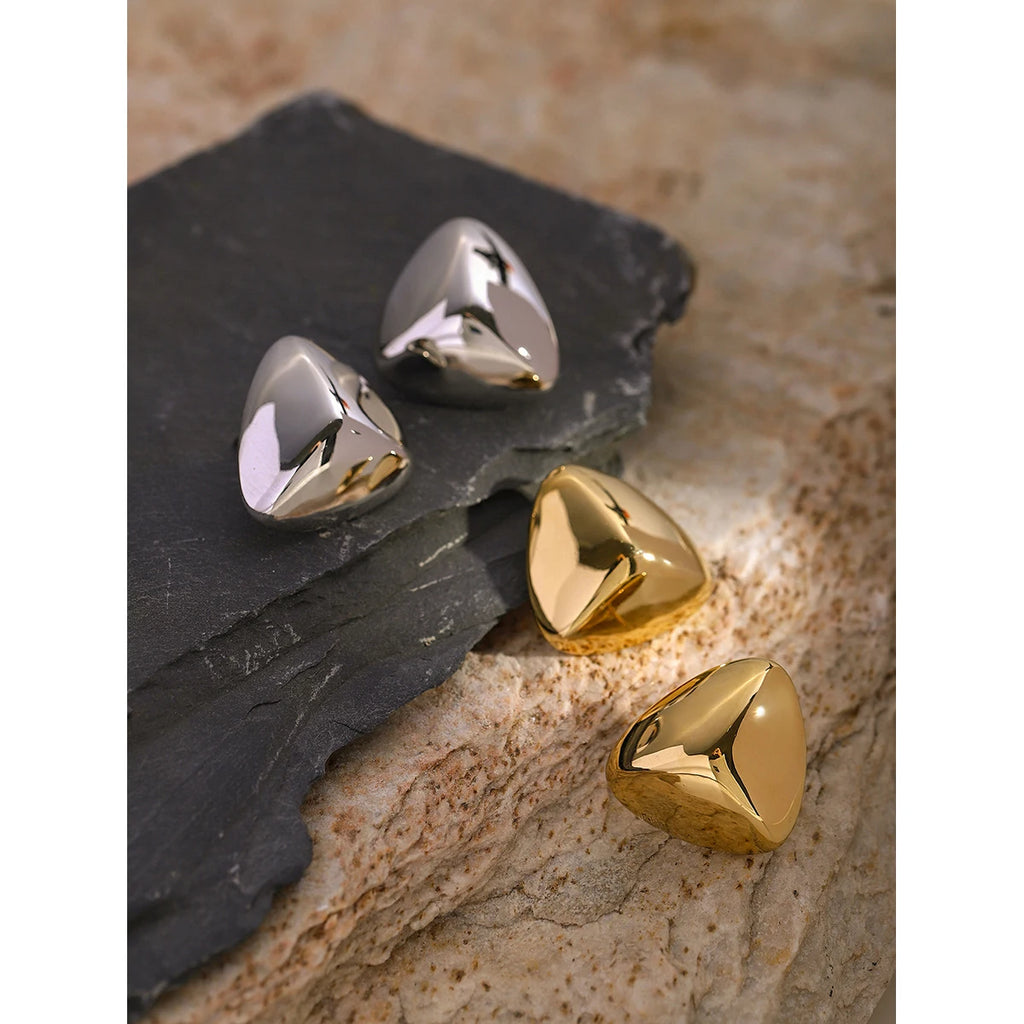 Udsøgte 18K rustfrit stål geometriske tredimensionelle trekantøreringe Vandtætte kvinder højkvalitets бижутерия Festgave