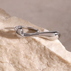 18K PVD-beschichteter Edelstahl Wassertröpfchen Unregelmäßiger Kurven Offener Ring Metallisch Damen Trendige Mode Party Sommer Statement Schmuck