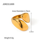 Stainless Steel Delicate 18k Gold Plated Smooth Asymmetric Opening Ring Light Cozy Rust Proof Bijoux Femme Gala Gift