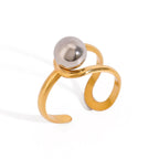 Bague d'ouverture minimaliste pour femmes avec boule en acier creuse, ligne assortie de couleur, charme plaqué or 18 carats, bijou anti-allergique, cadeau de gala