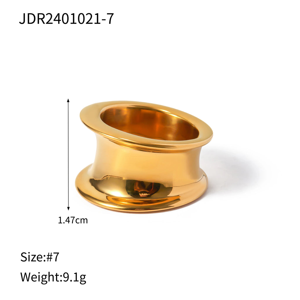 Anillo cerrado liso ancho con protuberancia minimalista de fundición de acero inoxidable y oro de 18k, a prueba de óxido, para mujer, con encanto moderno, elegante y de moda, regalo para gala