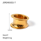 Anillo cerrado liso ancho con protuberancia minimalista de fundición de acero inoxidable y oro de 18k, a prueba de óxido, para mujer, con encanto moderno, elegante y de moda, regalo para gala