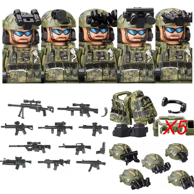 Military Special Forces MOC Building Block German KSK Special Forces Soldier Figure SWAT Army Gun Weapon Vest Backpack Brick Toy